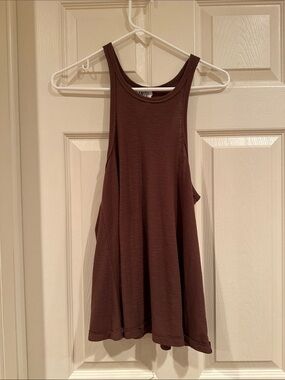 Free People Chocolate Brown Ribbed Swing Tank